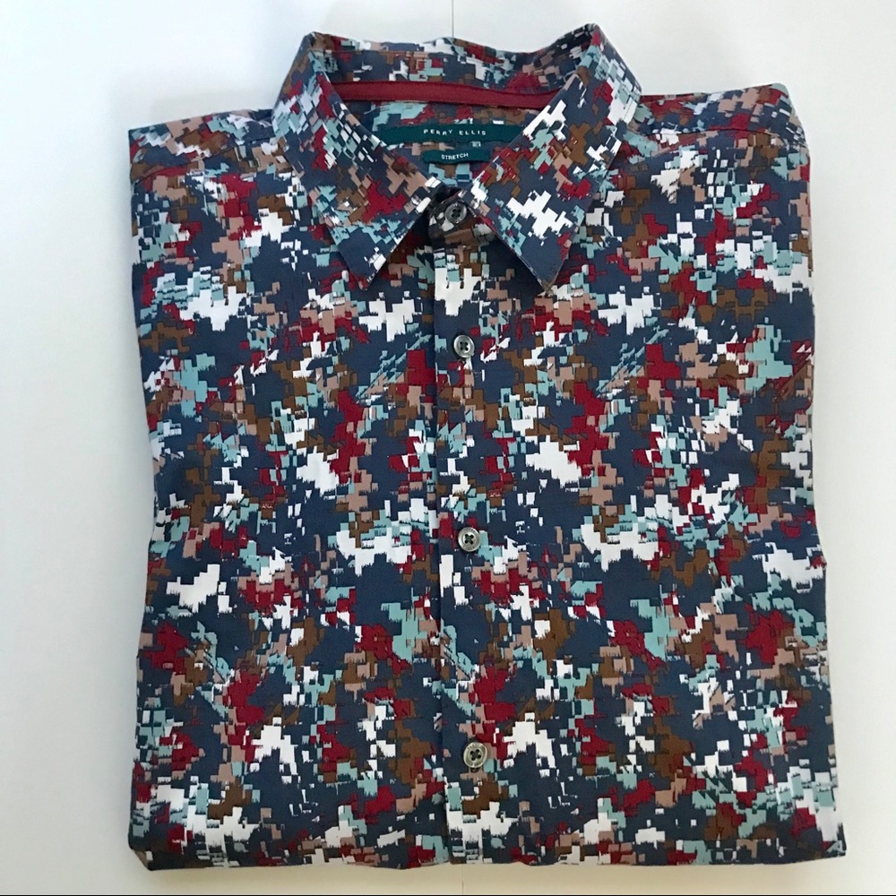 Perry Ellis men’s pattered cotton stretch shirt XL